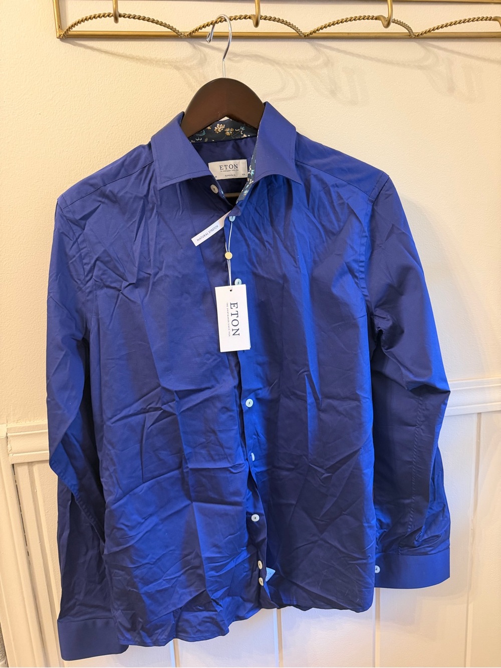 NWT Eton Men’s Royal Blue Super Slim Dress Shirt Size 40 / 15¾
